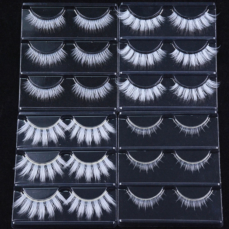 OKAYLASH 3 Pairs/Lot Classy White Cosplay False Eyelashes Fluffy Snow White Bottom Makeup Eye Lashes Halloween Vegan Cilias Bulk