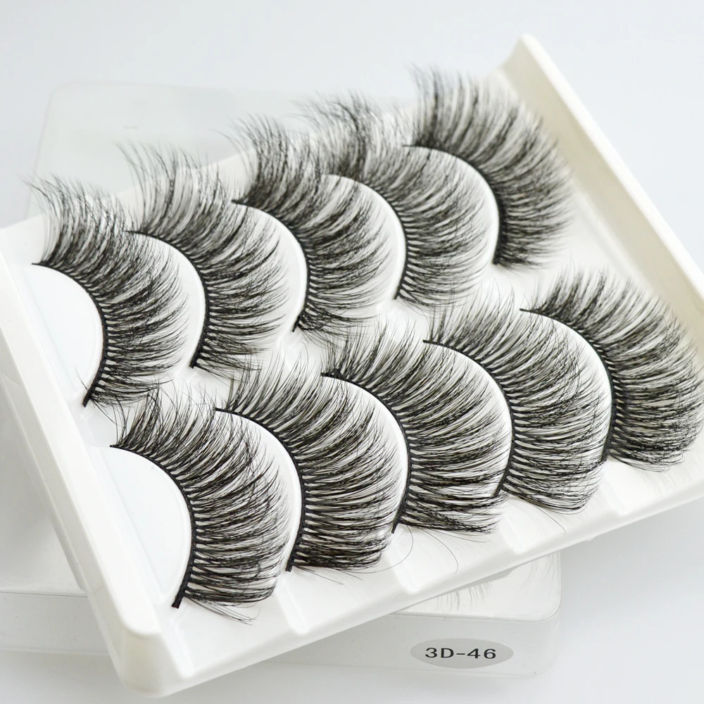 QSTY 5 Pairs 3D Mink Hair False Eyelashes Thick Curled Full Strip Lashes Eyelash Extension Fashion Women Eyes Makeup