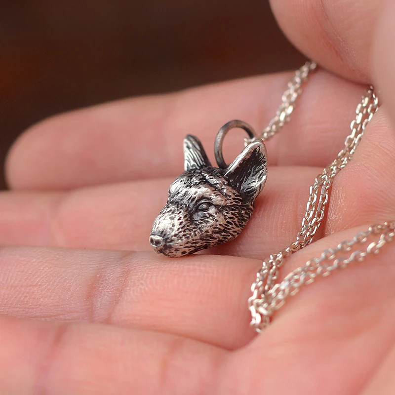 Original manual small animals delicate gift for men and women lovers 925 silver dog bull terrier necklace pendant