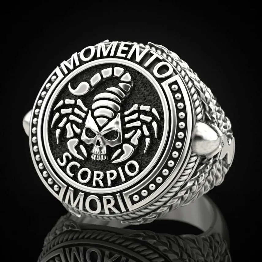 Exquisite Punk Style Black Silver Color Scorpio Skull Poison Scorpion Ring Jewelry Accessoires