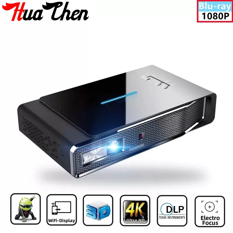 

HUACHEN V5 Smart Android 9.0 DLP Laser Portable Mini 1080P 4K 300 Inch Bluetooth 2.4/5G Wifi 3D Ultra HD Projector