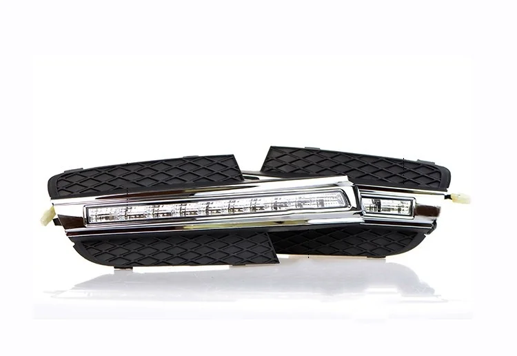 Osmrk led drl daytime running light for Volkswagen Bora 2013 with Dynamic moving yellow turn signal and blue night light