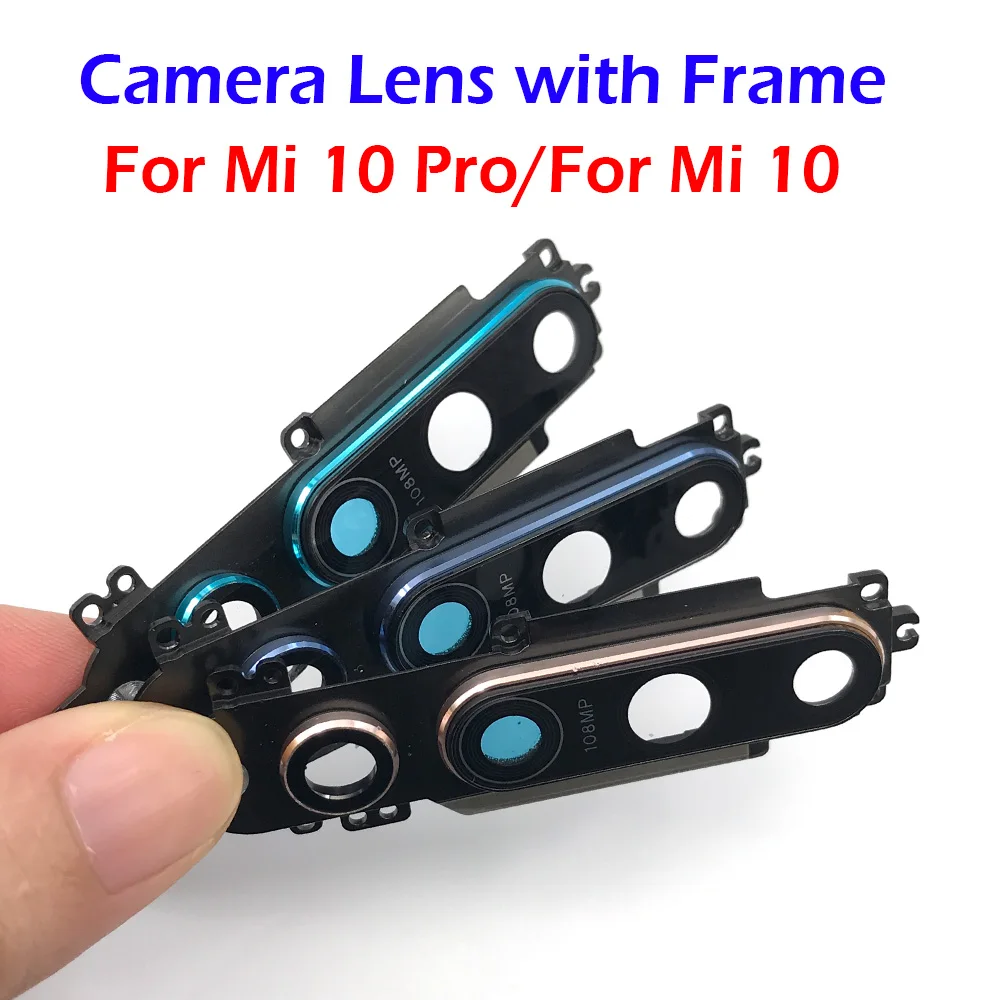 NEW For Xiaomi Mi 10 Pro / For Mi 10 Rear Camera Glass Lens Cover With Frame Holder with Sticker Replacement Spare Parts