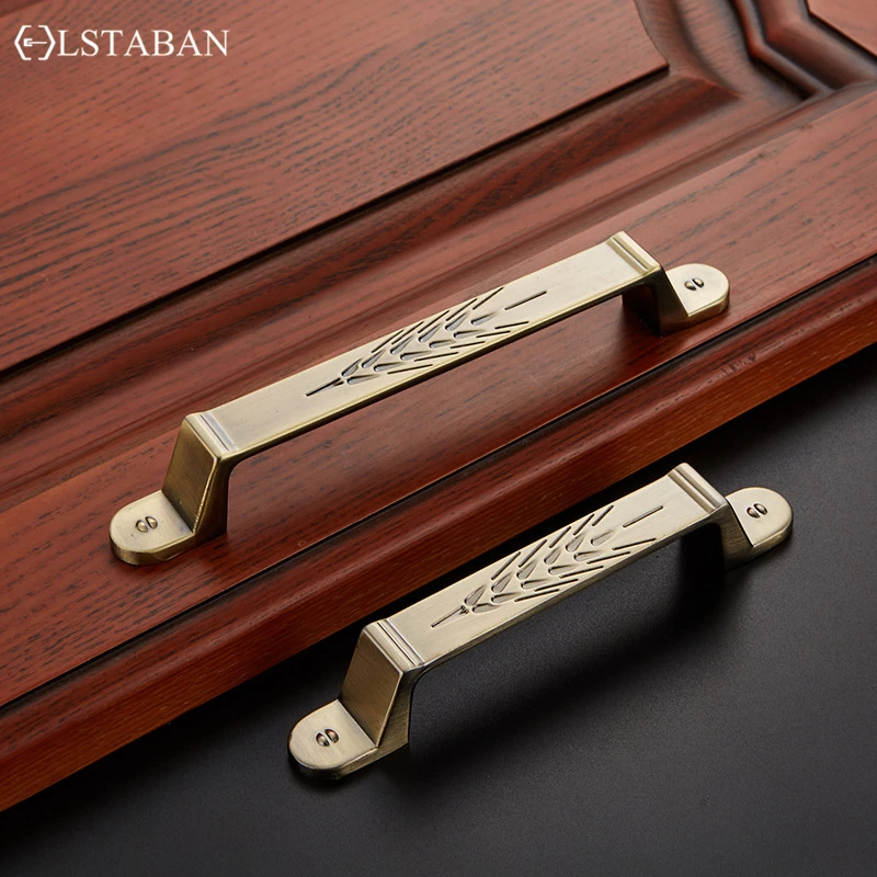 LSTABAN Chinese Bookcase Drawer Cabinet Shoe Cabinet Antique Copper-zinc Alloy Handle European-style Cyan Gold Hardware Handle