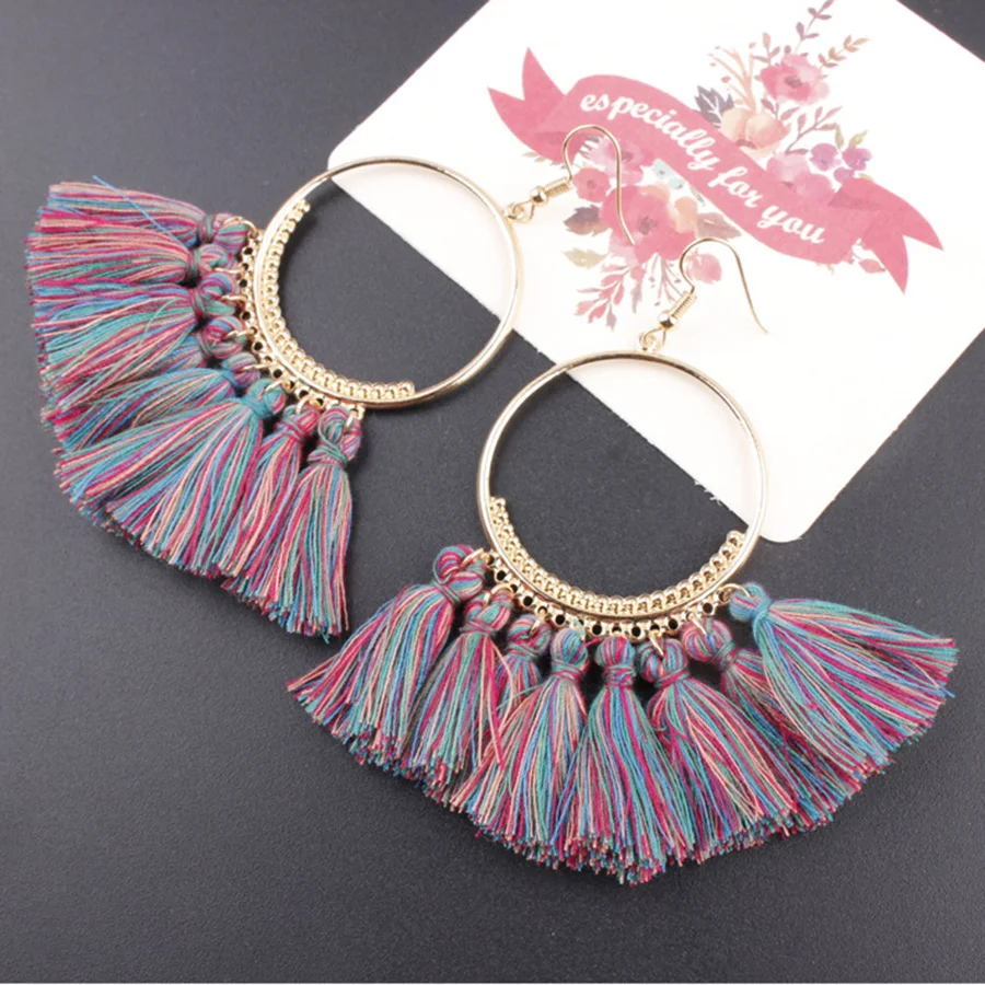 2020 3 Layered Bohemian Fransen Luxus Erklärung Quaste Ohrringe 2020 Boho Mode Schmuck Frauen Lange Tropfen Baumeln Ohrringe – Detail 25