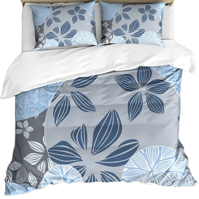 

Flower By Ho Me Lili Duvet Cover Set Tropical Inspired Blooms Inside Circular Shaped Forms Swirled Petals Pattern Decor Bedding