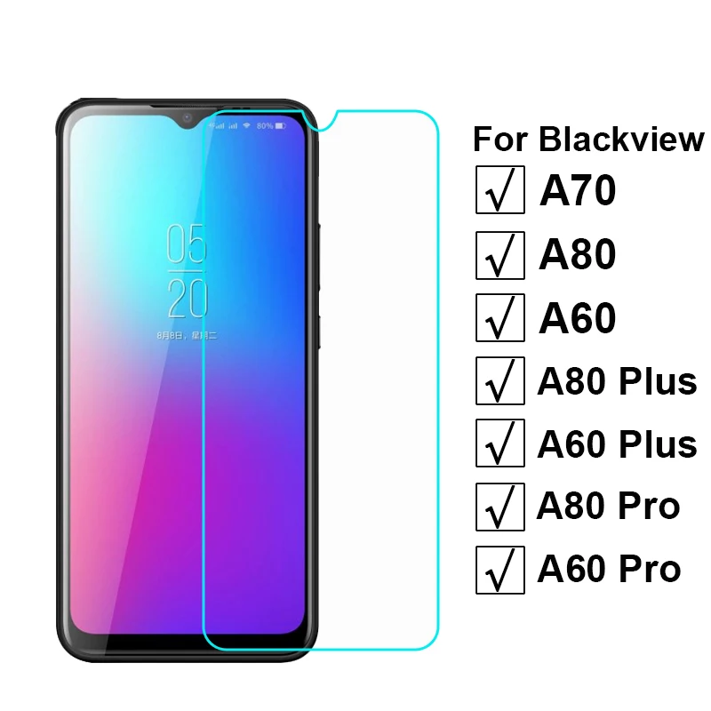 

2-1PC Tempered Glass For Blackview A70 Protective Glass Cover on Pelicula Blackview A80 A60 Plus A80Pro A90 Pro Screen Protector