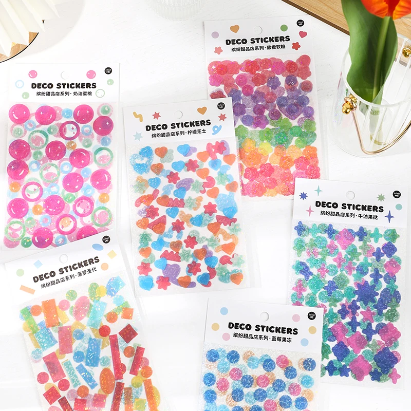 2PCS Colorful Dessert Store Series Scrapbooking Sticker Kawaii Laser Mini Pattern Decorative Stationery Stickers Personalized