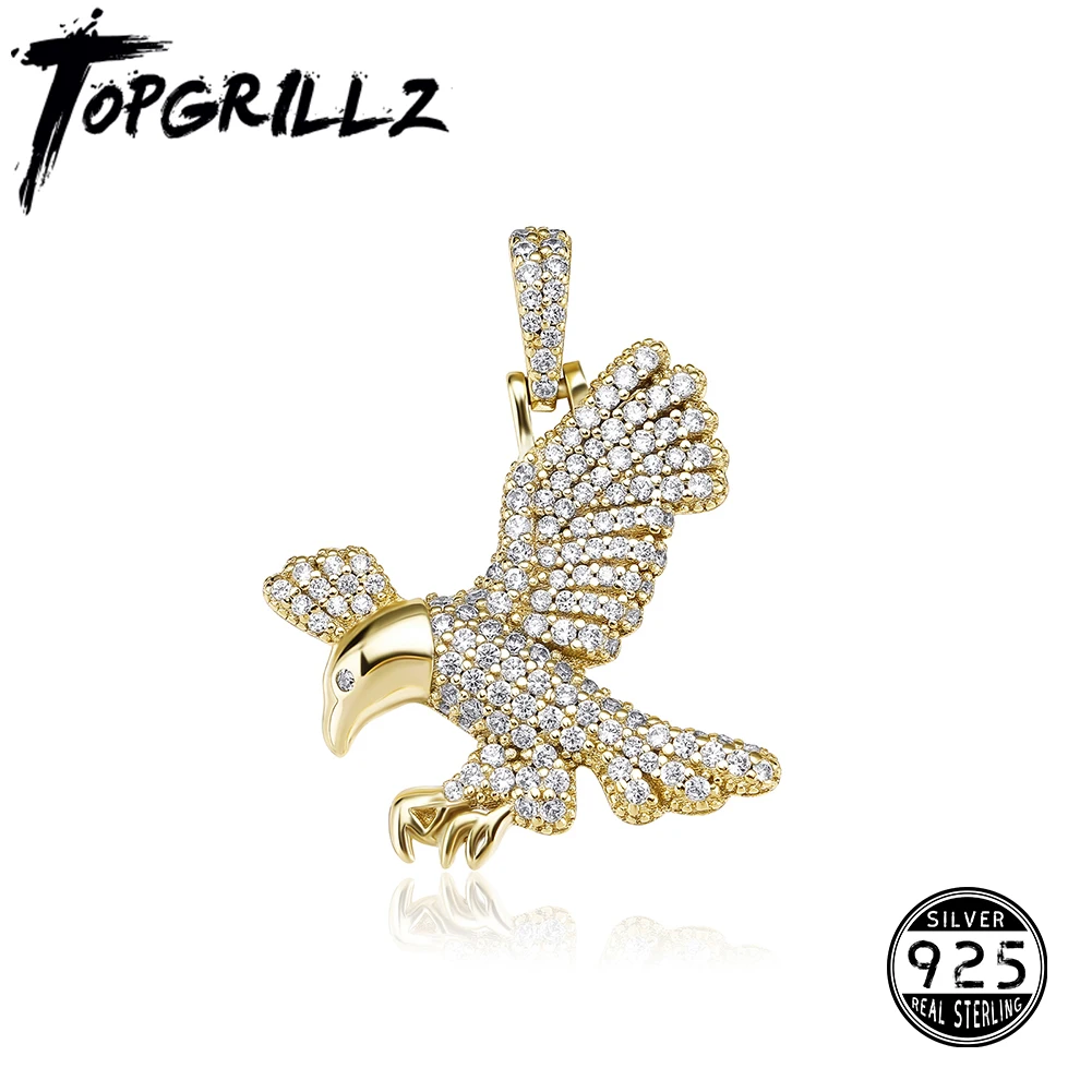 TOPGRILLZ Women's 925 Sterling Silver Eagle Pendant Necklace Fashion Fine Jewelry Accessories With Box Chain Anniversary Gift