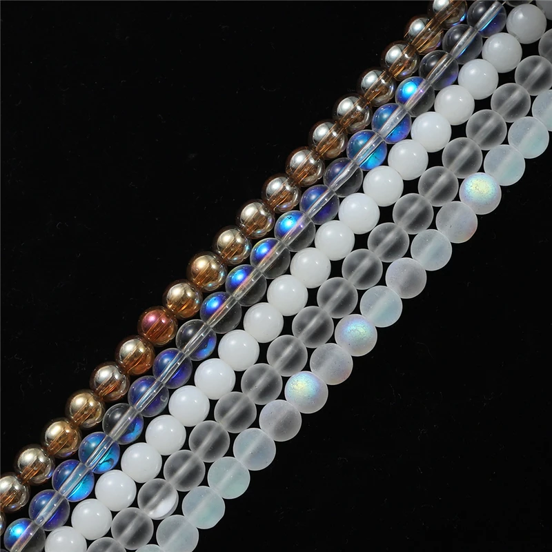 4 6 8 10mm Natural Matte Selective Color  Glass Round Beads For Diy Bracelet Jewelry Making Accessories For Handicrafts