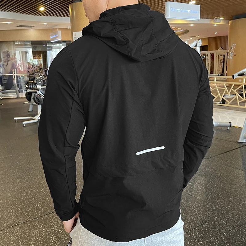 Autumn Hoodies Sport Shirt Men Zipper Running Jackets spandex Fitness Gym outdoor Sports climbing Clothing Sport Top Sportswear