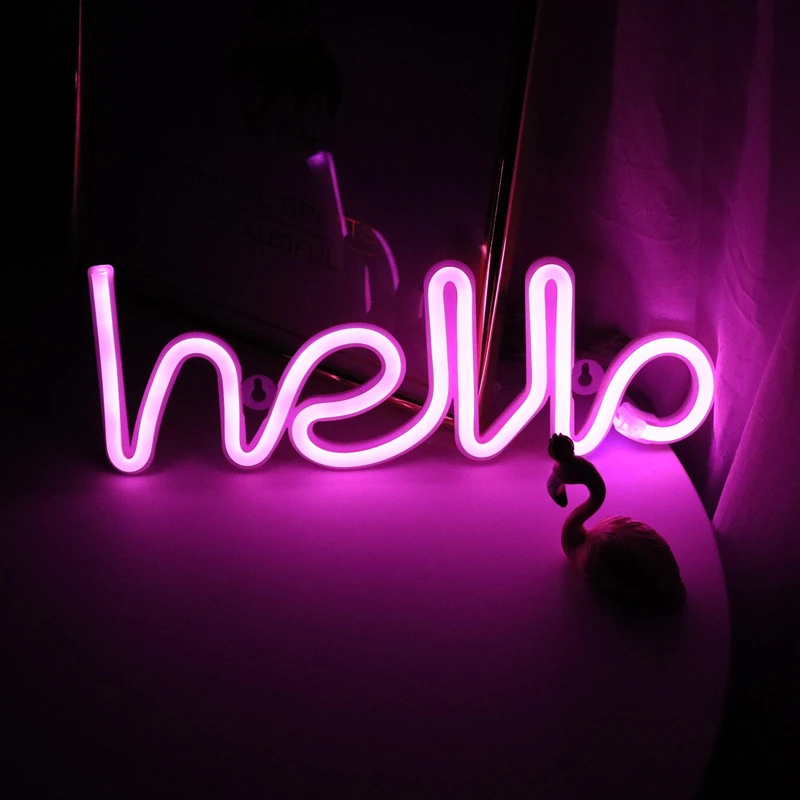 LED Hello Neon Lights Sign Custom Letters for Party Wedding Decorations Home Wall Room Decor Gifts Hello Neon Signs