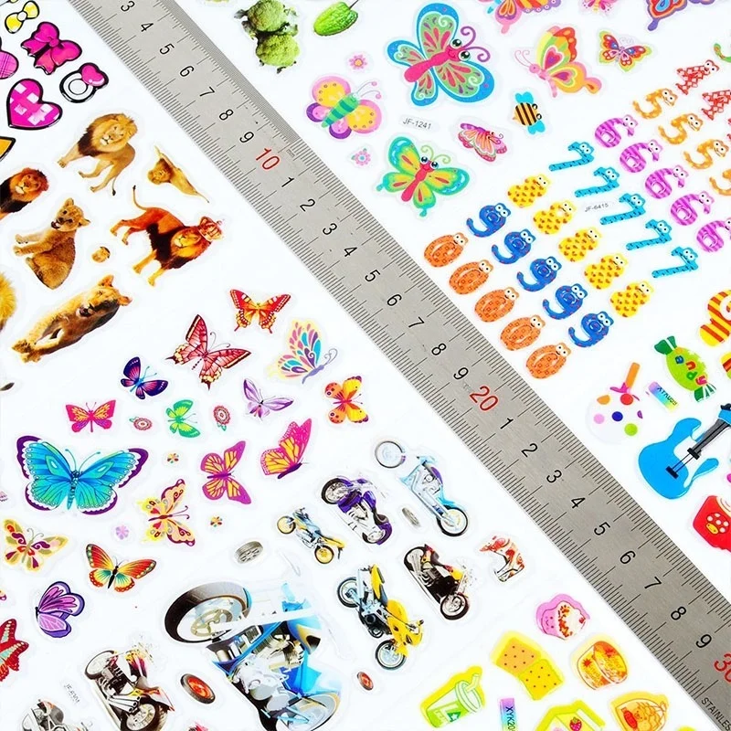 3D Stickers for Kids Toddlers 20/10 Different Sheets 3D Puffy Bulk Sticker Cartoon Education Classic Toy Children Boy Girl Gifts