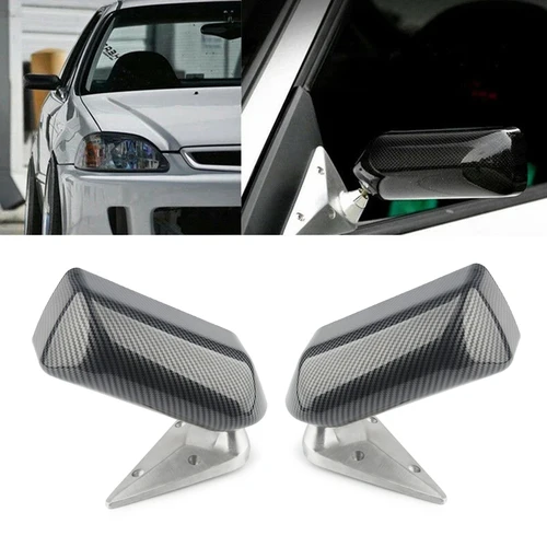 2psc nuevo espejo retrovisor Universal Retro para coche estilo F1 cuadrado artesanal con superficie de espejo azul soporte de Metal espejo retrovisor