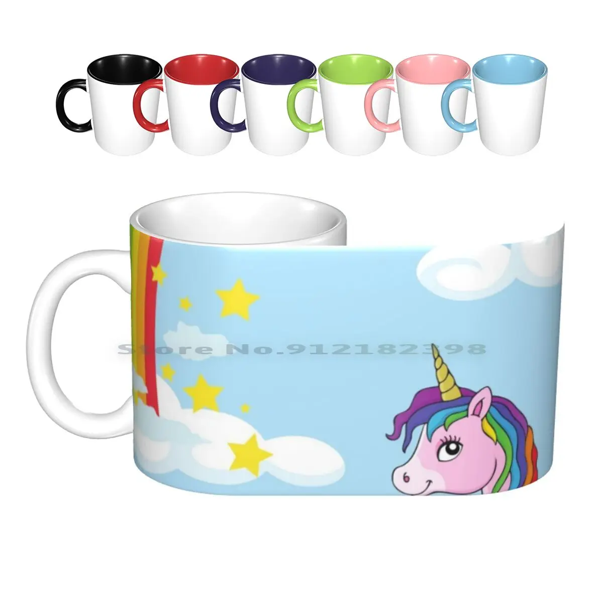 Unicorn And Rainbow Ceramic Mugs Coffee Cups Milk Tea Mug Unique Horn Unicorn And Rainbow Unik Horn Pride Children Pink Sky