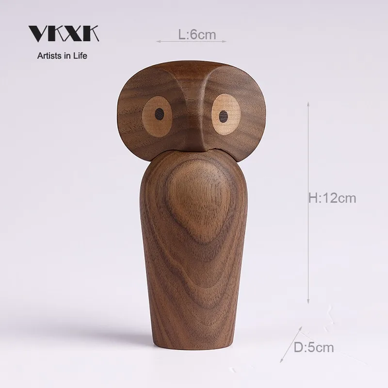 Lovely Fashion Owl Bird Animal Figurines Decor Home Living Room Bookshelf Natural Miniature Woodcraft is Popular Cute Kid Gifts