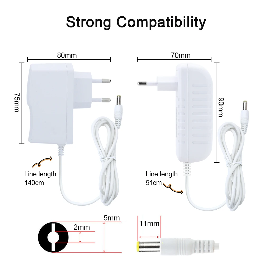 AC DC 12V Power Supply Adapter 2A 3A 5mm 220V To 12V Converter Use for Strip light White EU Plug Power Supply Adapter LED Driver