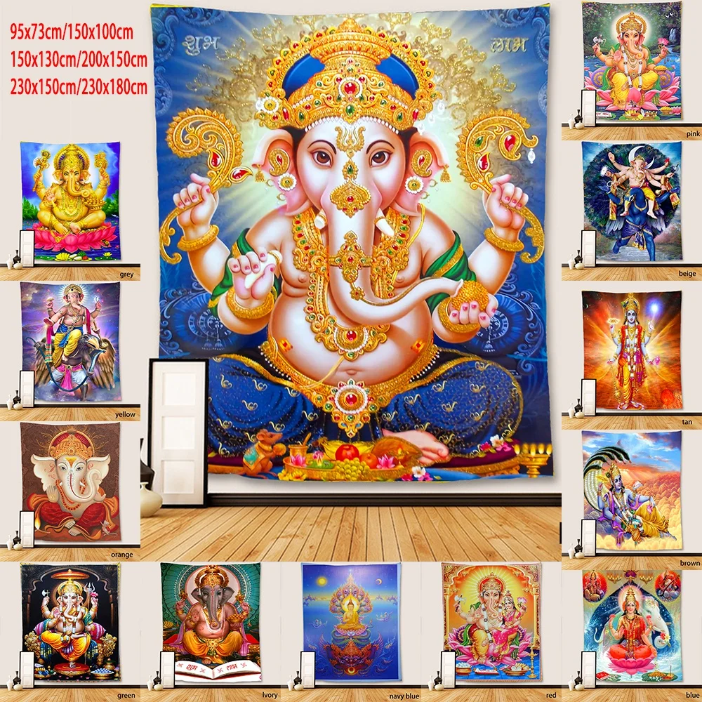 3D Indian Buddhism Culture Buddha Shiva and Ganesha Tapestry Wall Hanging Wall Art Decoration Tapestry