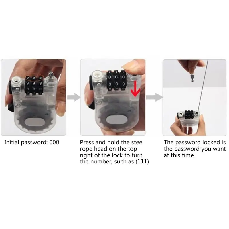 Retractable Wire Rope Password Lock Combination Coded Locker Outdoor Keyed Padlock A2UD