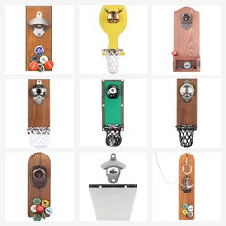 Creativity Vintage Wall Bottle Opener Magnetic Wall Mounted Bar Beer Glass Bottle Cap Opener Home Decoration Multi Style