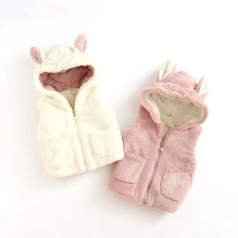 1 2 3 4 Years Baby Girls Vest Coat Cute Rabbit Baby Jacket For Girls Hooded Waistcoat Autumn Newborn Outwear Children Clothing