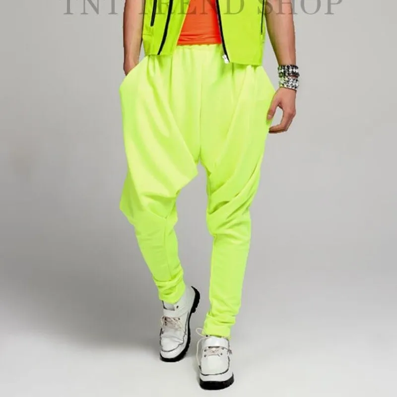 Plus Size High Quality Stretch Cotton Fashion Men's Clothing Neon Series Pants Harem Pants Casual Pants Men's Clothing Costumes