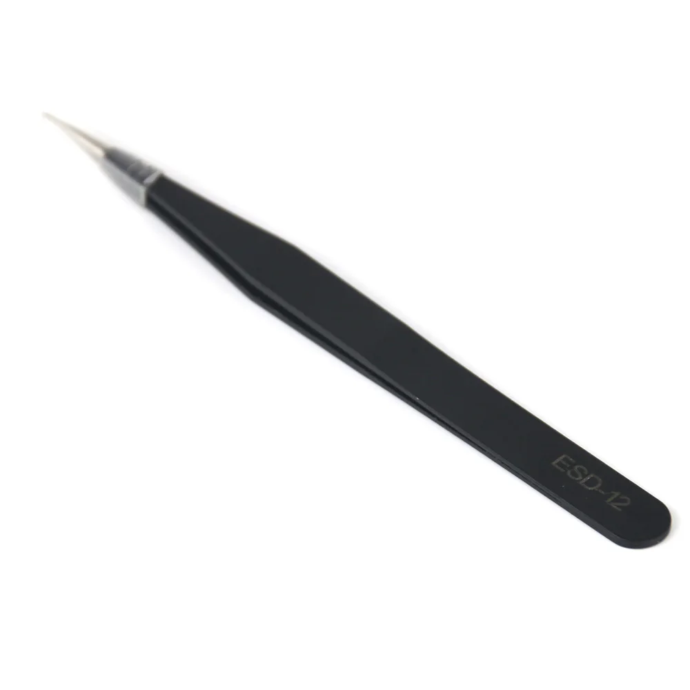 6pcs Anti-static ESD 10-15 Industrial Precision Curved Straight Tweezers Stainless Steel BGA Repair Tweezers Maintenance Tool