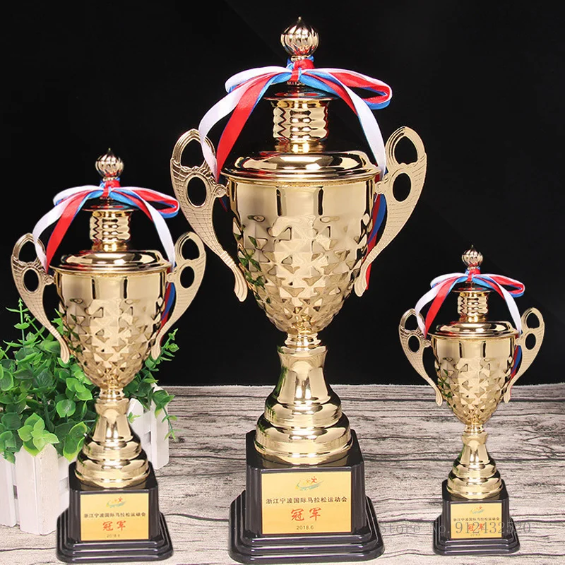 Customized Metal Trophy, Large and Commercial, Football and Basketball, Souvenir, Plastic base Universal Big Trophy, 1Pc