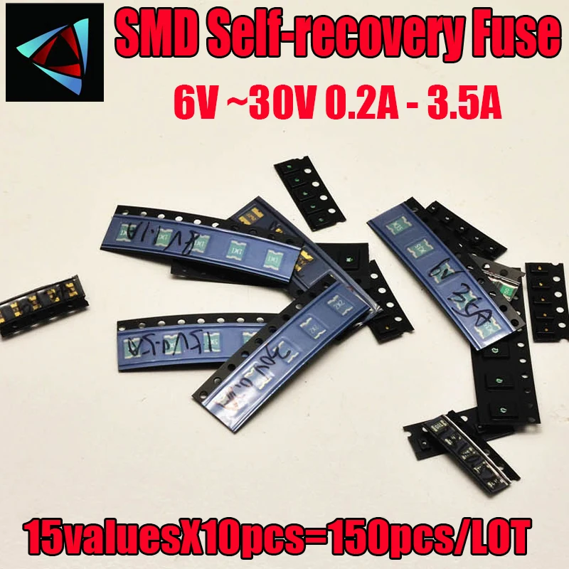 300Pcs 1812 1206 0805 1210 15Values 0.7A 0.5A 0.2A 2A 1.1A 2.6A 3.5A SMD Resettable Fuse PPTC PolySwitch Self-Recovery