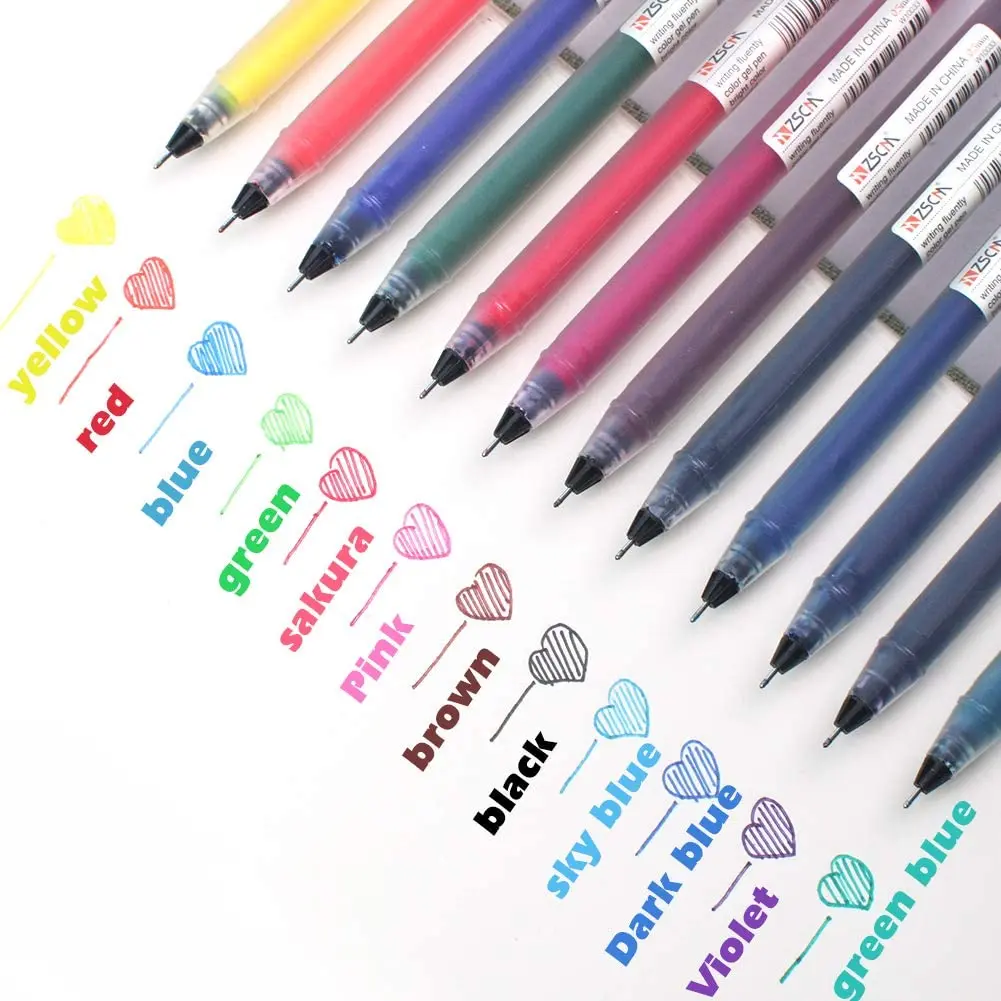 12 Coloring Gel Pens Journal Planner Pens Colored Fine Point Markers Fineliner Pen for Drawing Bullet Journaling Note Calendar