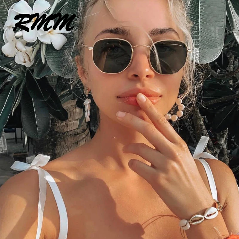 RMM Metal Classic Vintage Women Sunglasses Luxury Brand Design Glasses Female Driving Eyewear Irregular polygon glasses