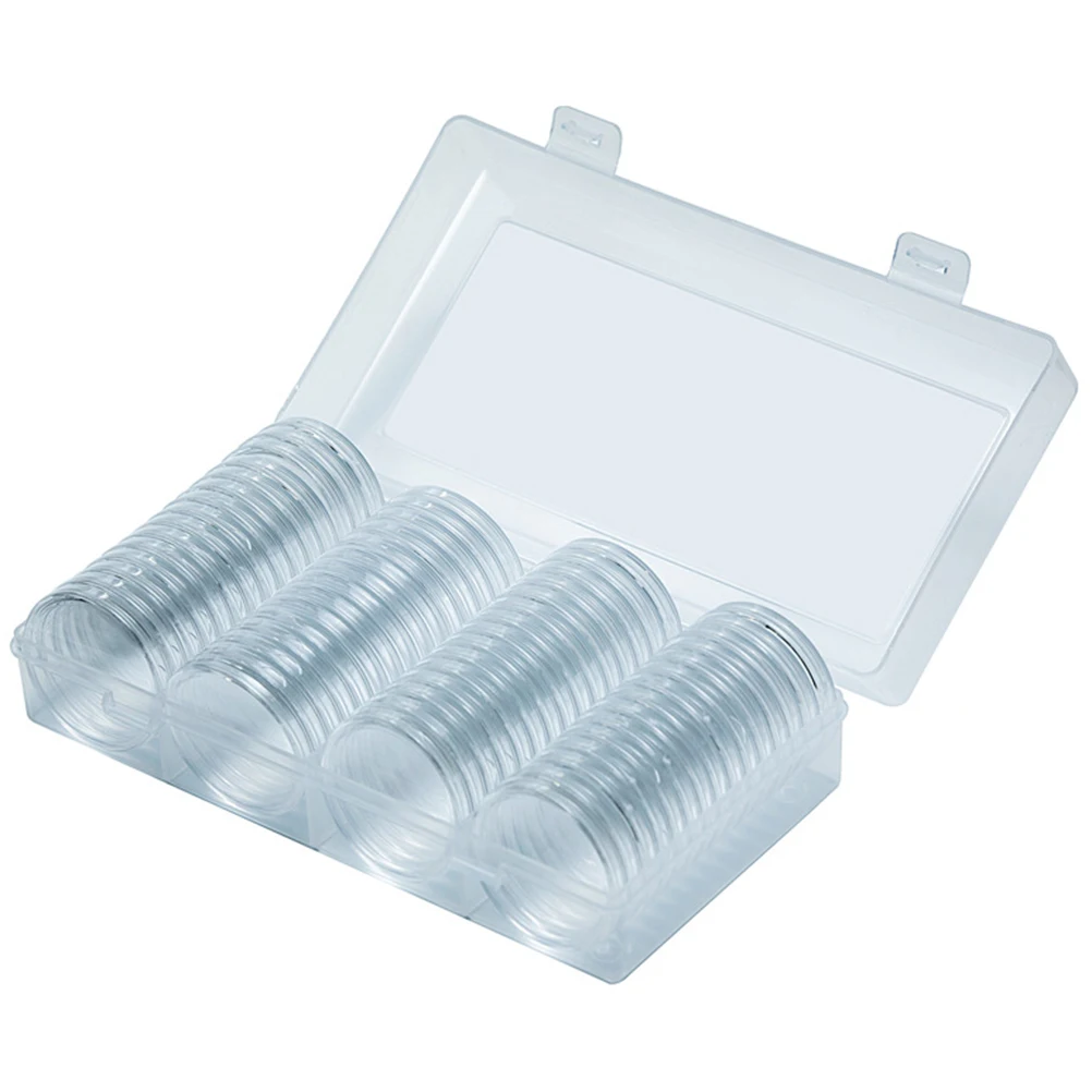 

60pcs Coin Holder Capsules 41mm Round Box Plastic Collectibles Organizer with Outer Storage Box