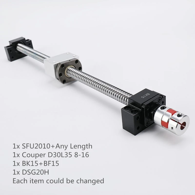 BallScrew 20mm SFUR2010 C5 Kit Customized L 200-2500mm With End Machined Ballnut holder Coupler BK BF15 For CNC Router Machines