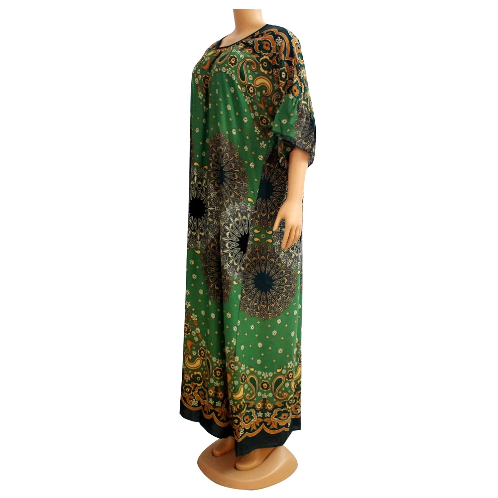 Elegant Autumn Ethnic Style Women Dress 2020 Casual Bohemian Print African Maxi Dresses Fashion Vestidos with Scarf