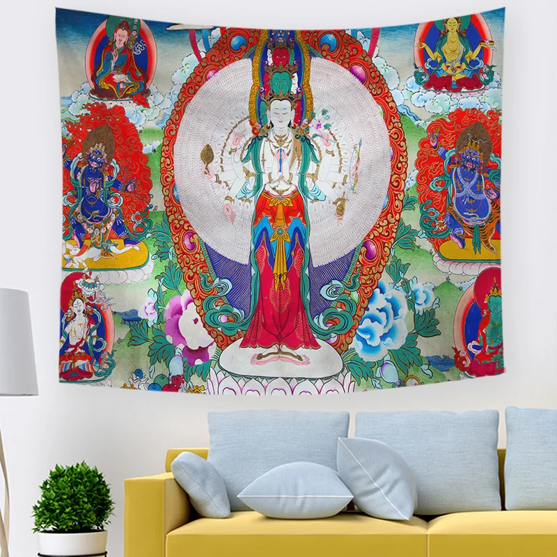 Idol tapestry Buddha Guanyin idol background cloth large size tapestry home decoration fabric