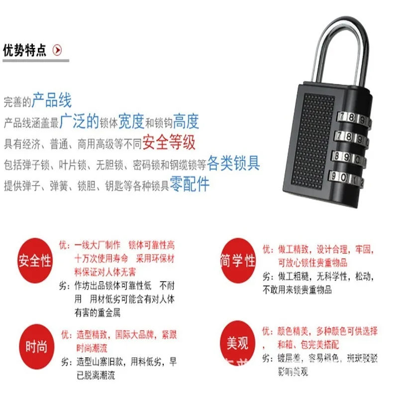 Sunshine Xiaomi blocco a quattro numeri con combinazione in lega di zinco