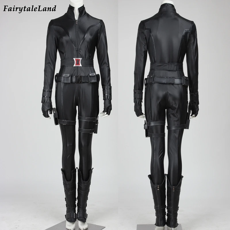 Halloween Superheroine Captain Natasha Cosplay Costume Custom Made Widow Natalia Jumpsuit Black Bodysuit