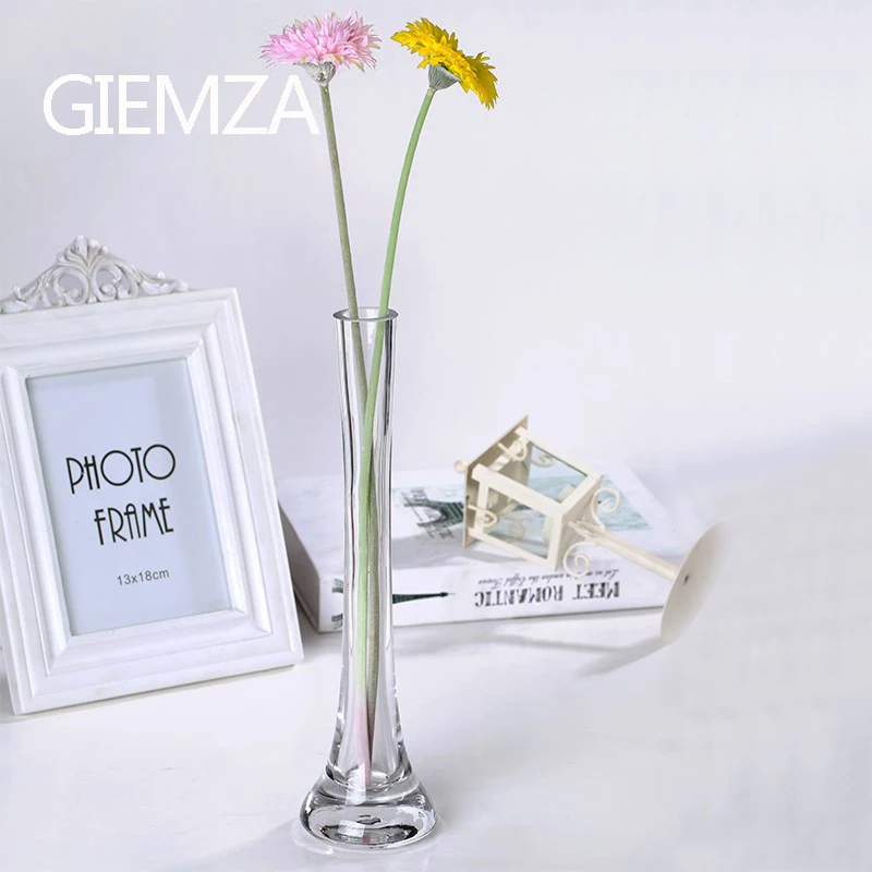 GIEMZA Glass High Vase Transparent Hydroponic Air Plant 1pc Cylinder Tube Round Tall Flower Vases Pure Tool for Home