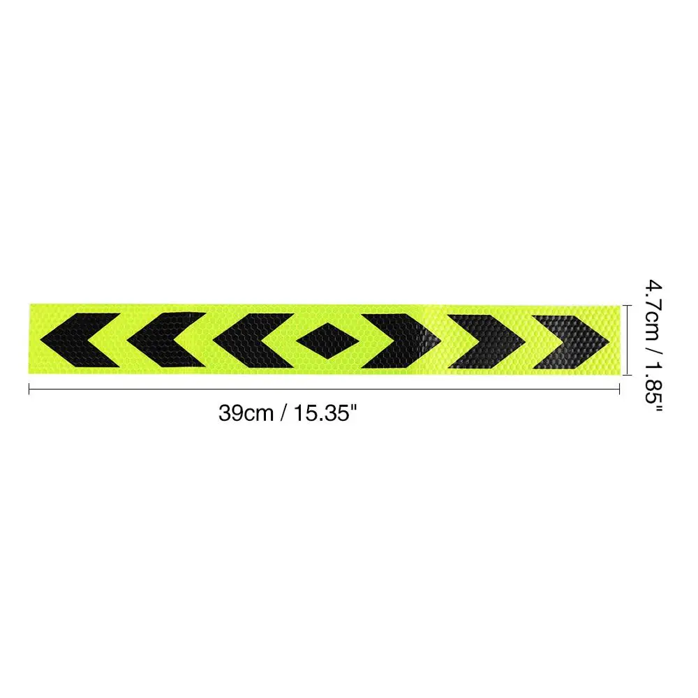 X Autohaux 2Pcs 4Pcs Arrows Printed Self Adhesive Type Car Reflective Warning Sign Sticker Tape Yellow Black