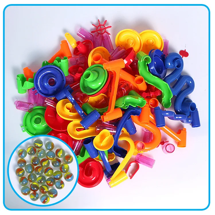 Duplo 105PCS Marble Run Ball Track เกมประกอบ Rolling สไลด์ Fidget ของเล่นสำหรับอาคารเด็กบล็อกวันหยุดของขวัญเด็กตลก