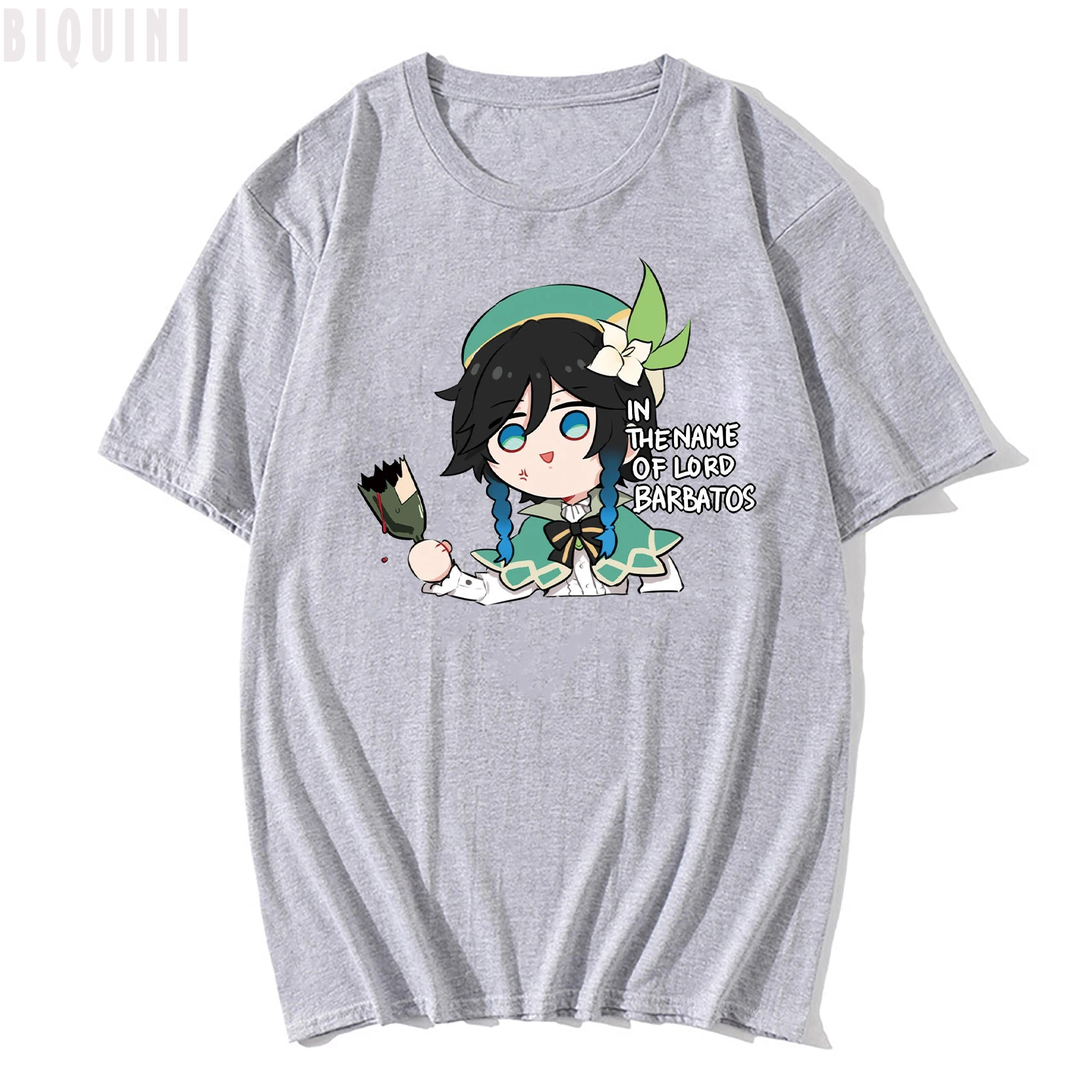 Genshin Impact Venti T Shirts Oversized Kawaii Clothes Women Haraju Tees Funny Print 100% Cotton 2021Summer Short Sleeve Cartoon