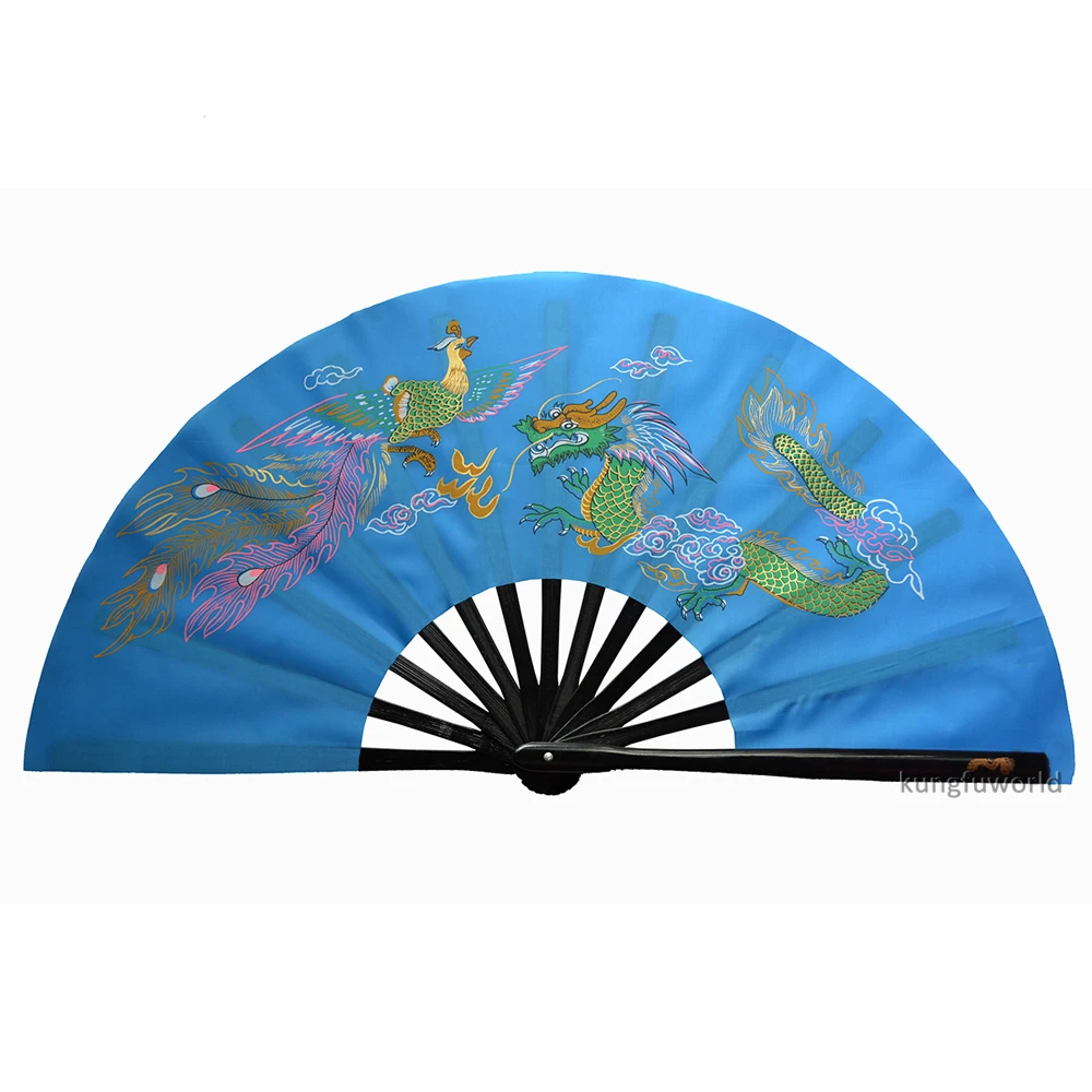 5 Colors Beautiful Dragon and Phoenix Patterns Tai Chi Fan Wushu Kung fu Fans Martial arts Equipment