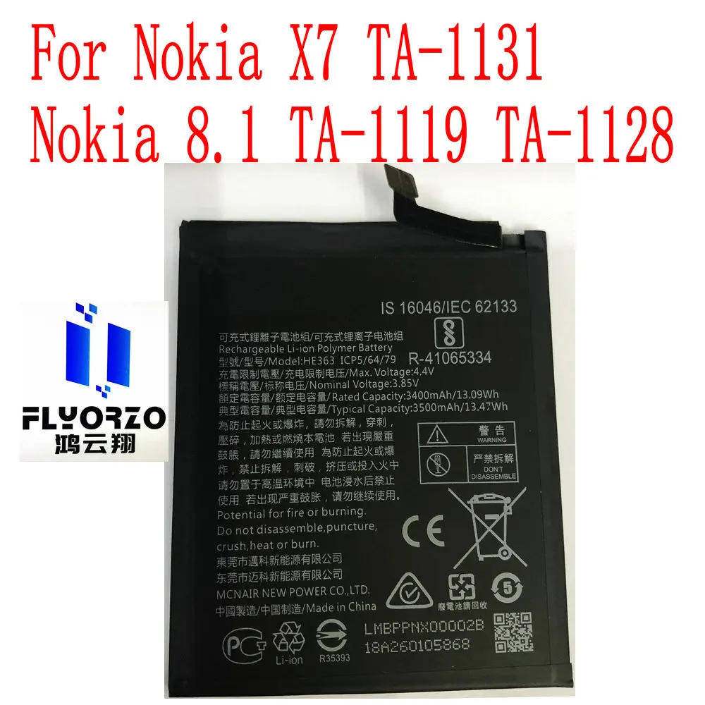 

New HE363 Battery For Nokia 8.1 X7 TA-1131 TA-1119 TA-1128 Mobile Phone