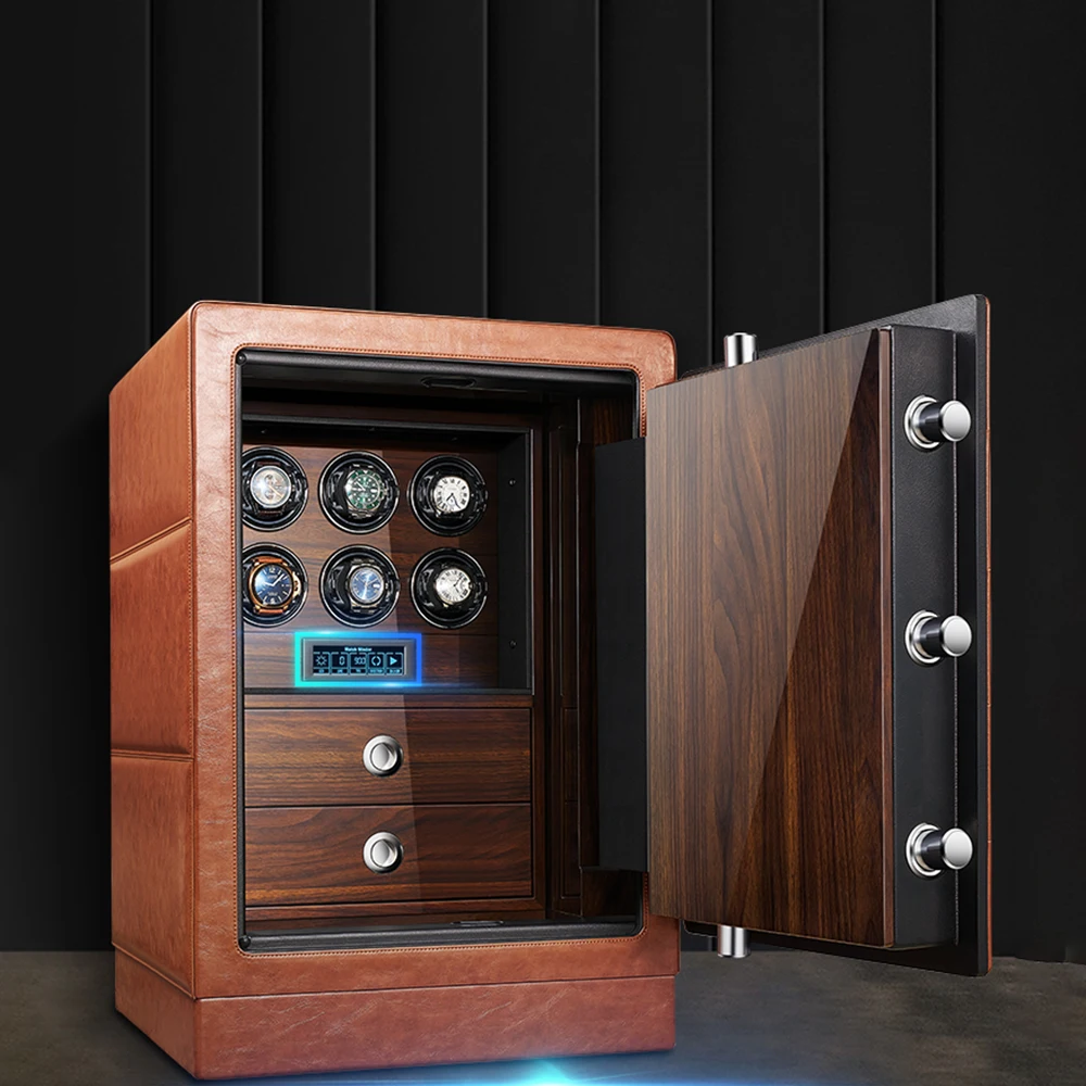 MELANCY New Design Watch Winder Safe Box Digital Eletronic Code Safe Body Packing Leather Safes