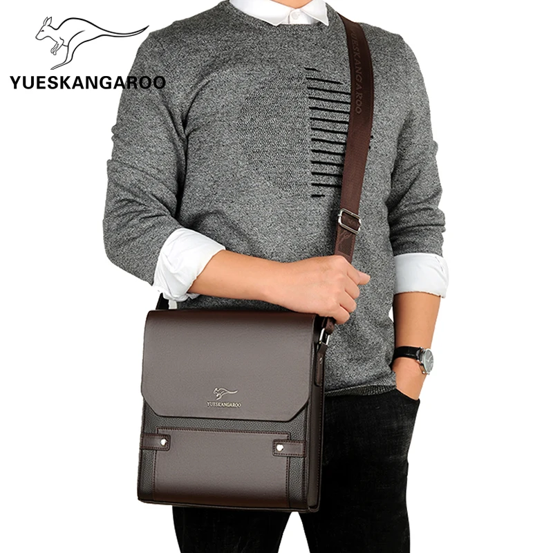 YUESKANGAROO Men\'s Bag Male Shoulder Bag Men\'s Business Briefcase Messenger Bag Travel Office Bag PU Leather Crossbody Bags Men