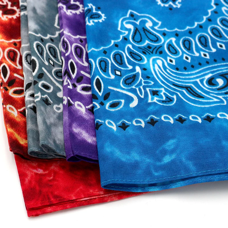 Cotton Vintage Tie-Dye Style Printed Paisley Bandanas Hiphop Men HeadScarves Women Headband Riding Masks Headwear