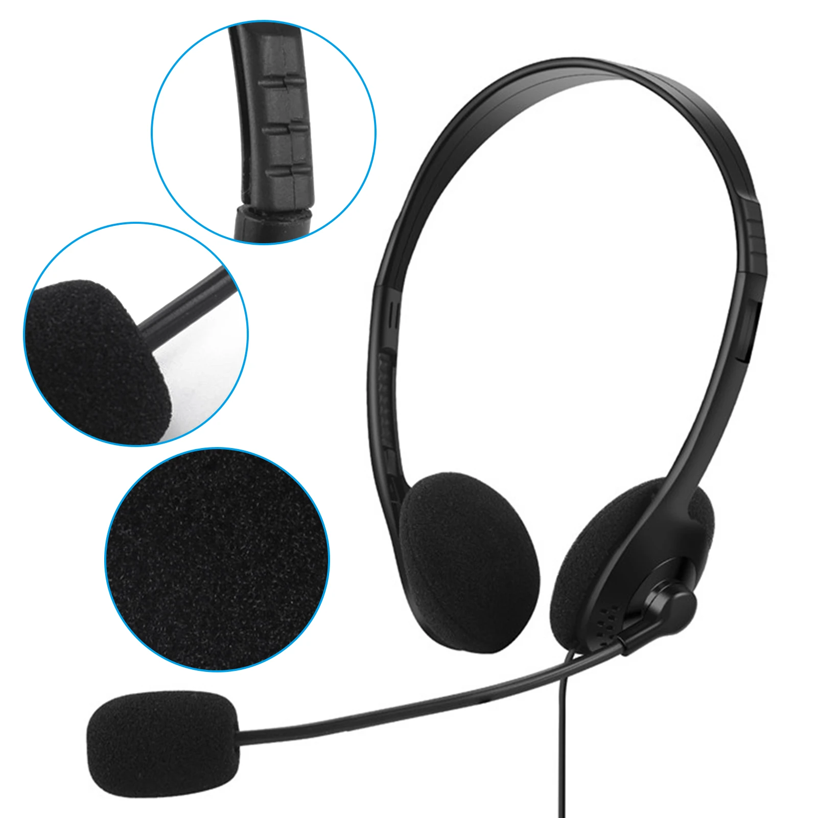 New USB Headset with Microphone for PC 3.5mm Business Headsets with Mic Mute Noise Cancelling for Call Center Headphones