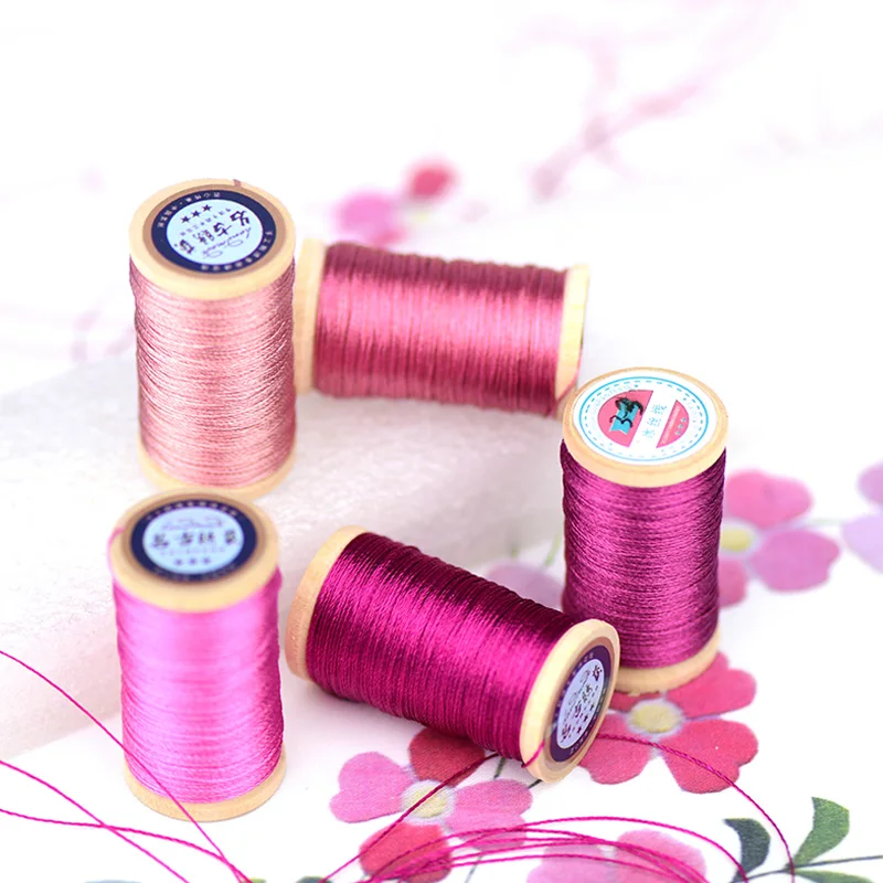 Roll Of 0.3mm Nylon Braided Wire Hand-woven embroidery thread Tassels Line 50M High strength 3 Strands Thread Tassel Line Magent