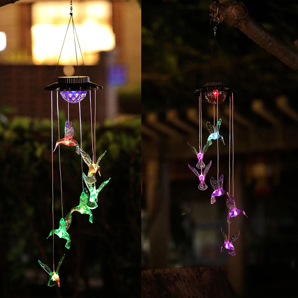 LED Solar Wind Chimes Color Changing Hanging Light Home Garden Decorative Crafts Outdoor Hanging Wind Chimes Lights