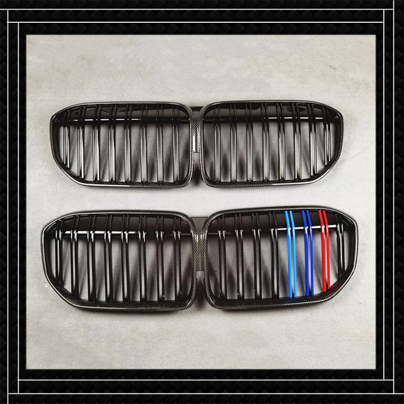 

Dual Line Glossy Black Front Bumper Grilles For BMW 7 Series G11 G12 2020+ Glossy M Color Carbon Look ABS Car Front Grille